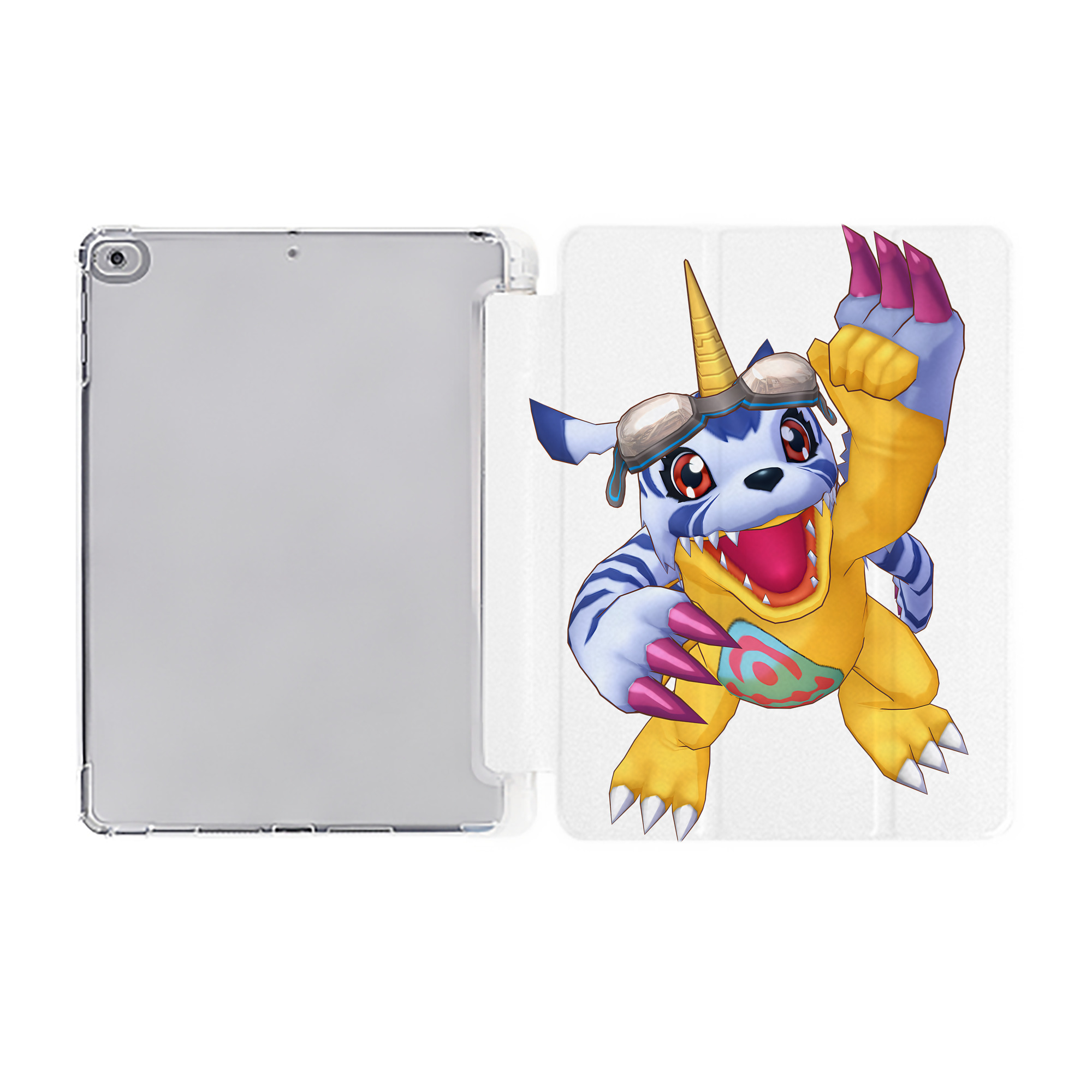 （画像用） Digimon デジタルモンスター/デジモン IPad ケース ペン収納付き 三つ折りスタンド PUレザー×シリコン 対応機種9.5/10.5/10.9インチ